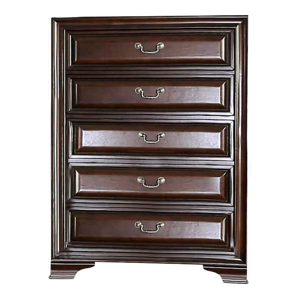 Liam Brown Cherry 5-Drawer 36 in. W. Chest of Drawers