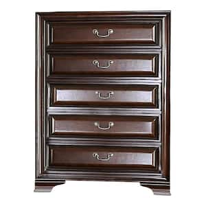Liam Brown Cherry 5-Drawer 36 in. W. Chest of Drawers