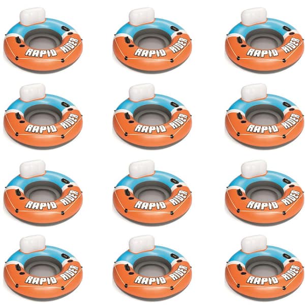 Bestway CoolerZ Orange Rapid Rider Inflatable Blow Up Pool Chair Tube (12-Pack)