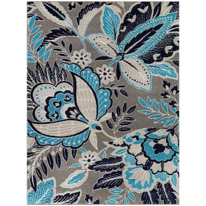 Melanie Grey 5 ft. x 7 ft. Floral Area Rug