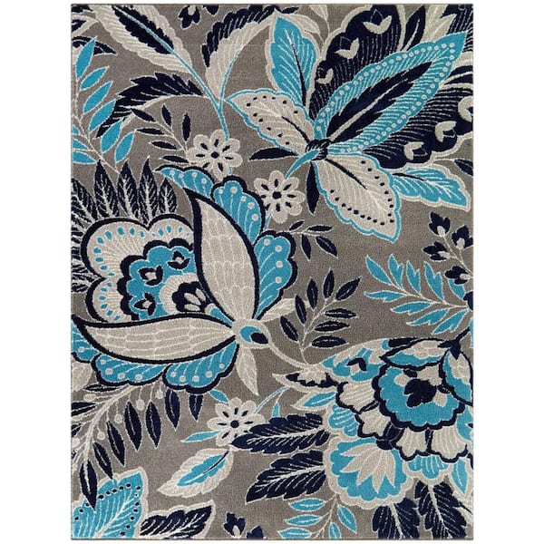 BALTA Melanie Grey 8 ft. x 10 ft. Floral Area Rug