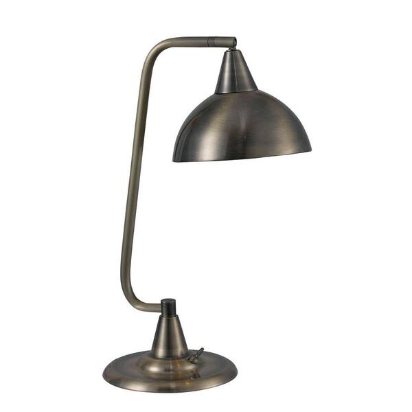 Kenroy Home Hanger 20 in. Antique Brass Desk Lamp