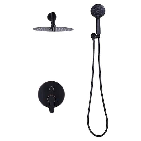 ARCORA 9-Spray Patterns with 1.8 GPM 10 in. Wall Mounted Bathroom Rain Fixed Shower Heads in Oil Rubbed Bronze