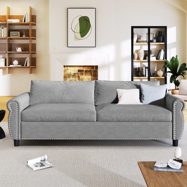 Harper & Bright Designs Gray 2-in-1 80.1 Queen Size Polyester Sleeper Sofa  Bed with Large Mattress (6 3 x 70.9 x 3.3 in) WYT137AAE - The Home Depot