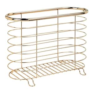 Steel Magazine Holder Storage Organizer Bin for Bathroom, Living Room & Home Office Organization, Gold