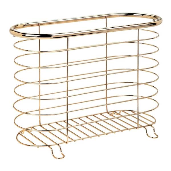 Steel Magazine Holder Storage Organizer Bin for Bathroom, Living Room & Home Office Organization, Gold