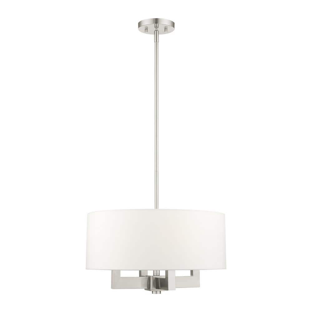 Mini Cresthaven Brushed Nickel 4-Light Chandelier with Crystal Accents