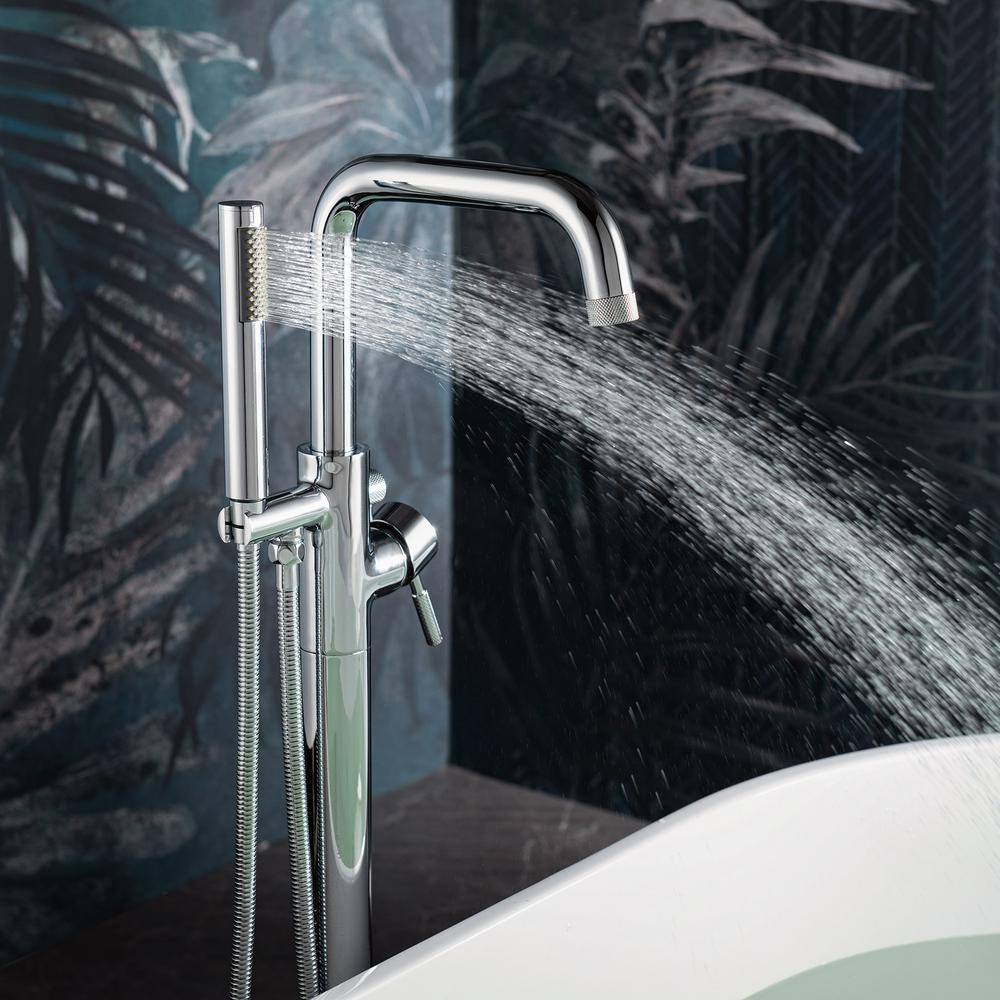 Chrome Freestanding Tub Filler with Hand Shower