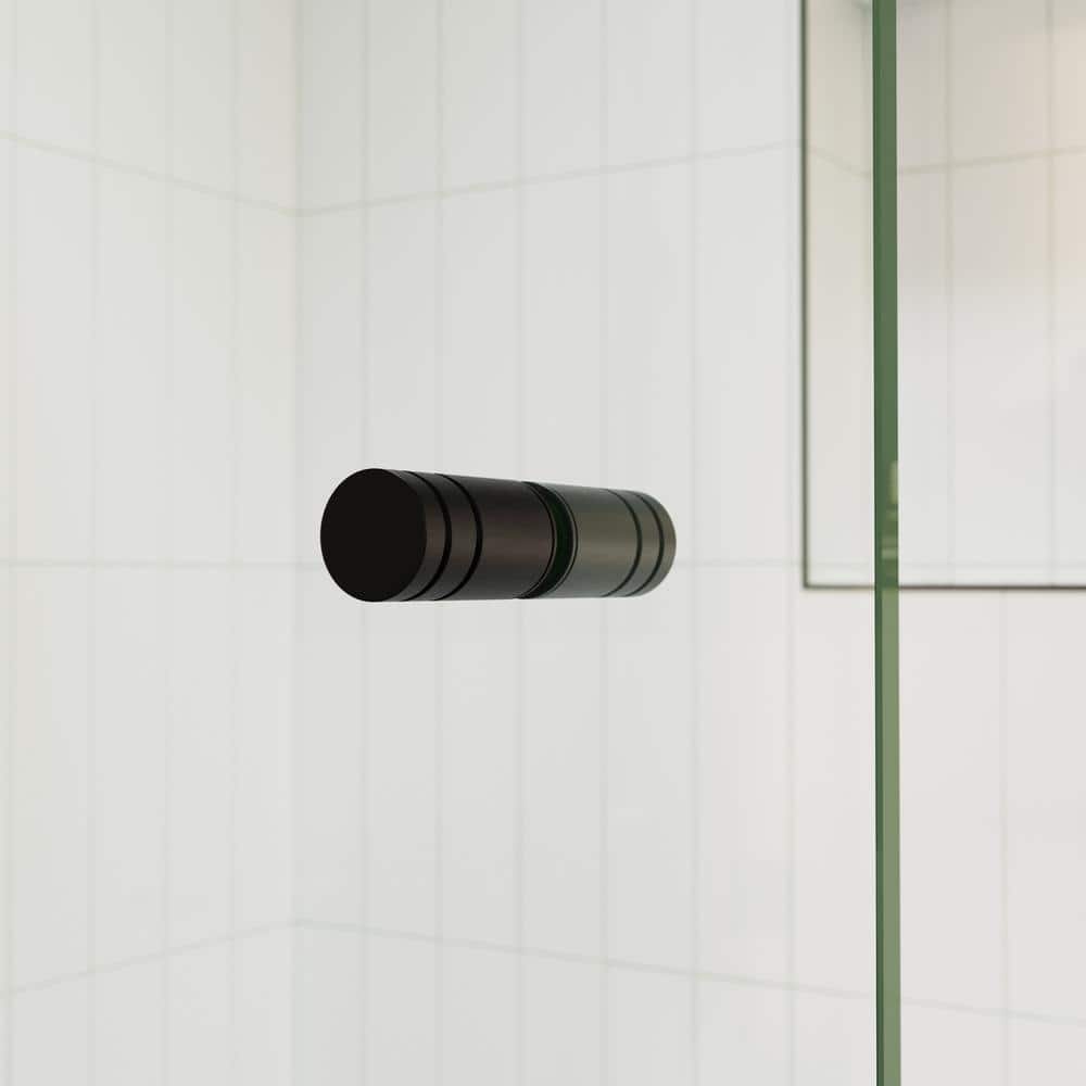 Matte Black Frameless Glass Shower Bath Door 58.25" x 48.5"