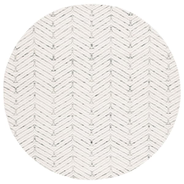 SAFAVIEH Marbella Ivory Green 6 ft. X 6 ft. Border Chevron Round Area Rug