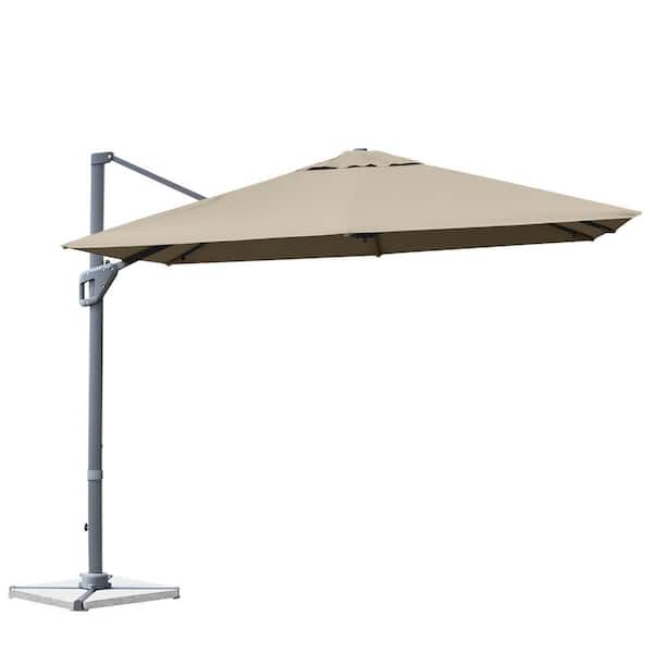 Gymax 10 ft. Square Offset Patio Umbrella Outdoor Aluminum Cantilever Umbrella in Coffee