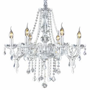 33 in.H x 22 in.W 6 -Light Clear Pendant Lighting Fixture Chandelier with K9 Crystal Dangles