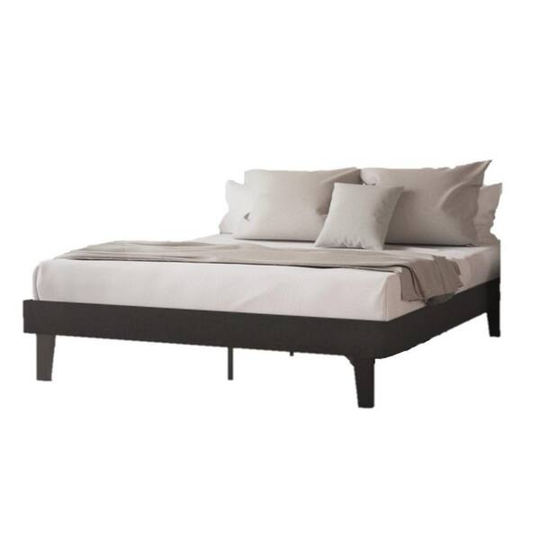 AndMakers Arbo Black Wood Frame Queen Platform Bed with Underbed Storage