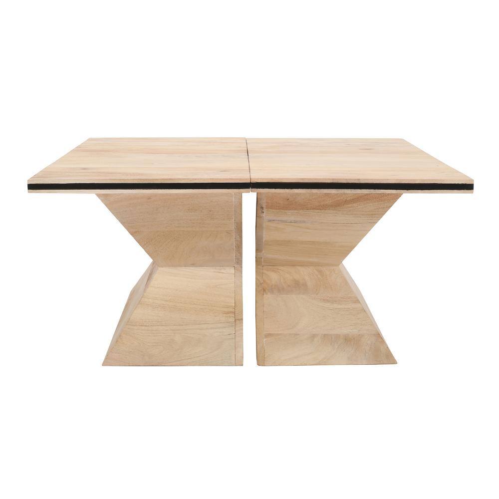 Handcrafted Square Mango Wood and Iron Split Coffee Table