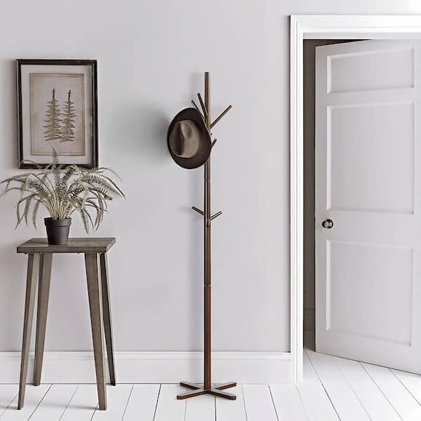 Blasey 70 in. Solid Wood Coat Rack in Dark Brown Finish