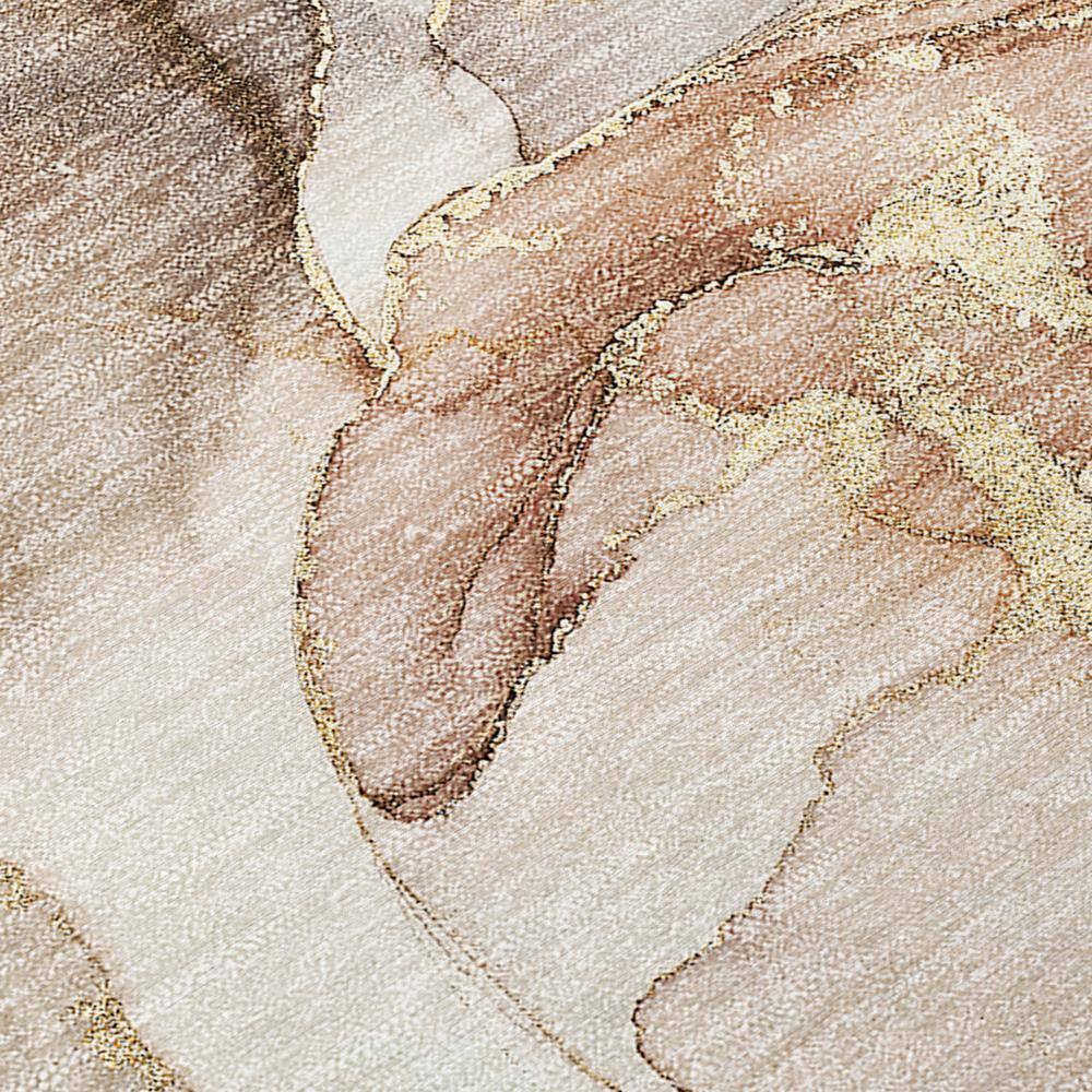 Beige and Multicolor Synthetic Washable Rectangular Area Rug