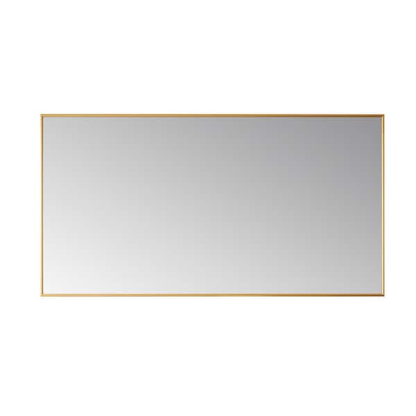 ROSWELL Viella 60 in. W x 32 in. H Rectangular Aluminum Framed Wall Bathroom Vanity Mirror in Gold
