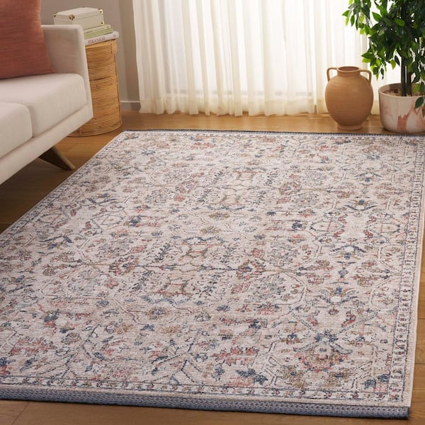 Vivaldi 9 ft. x 12 ft. Beige/Blue Rust Distressed Border Area Rug