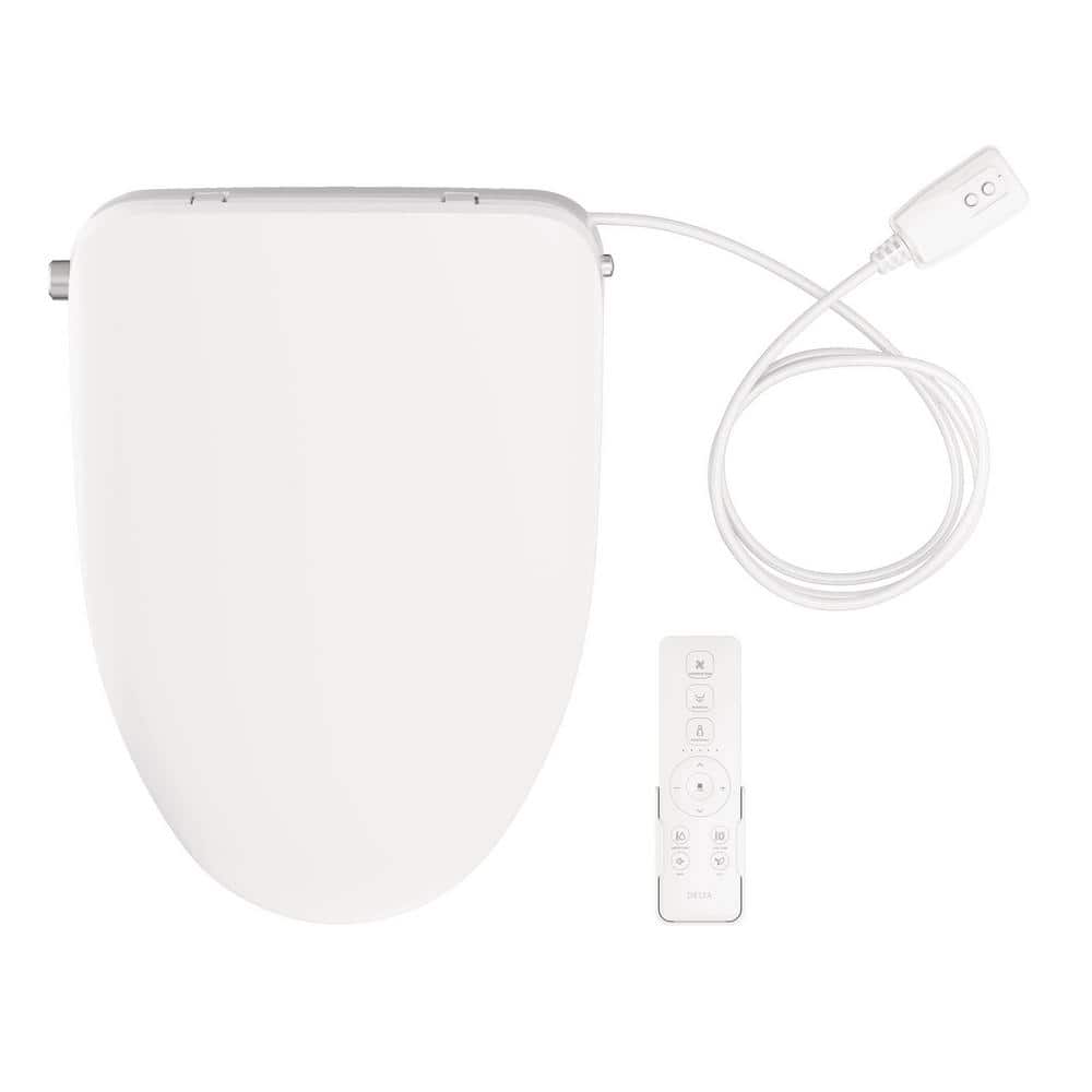 White Elongated Electric Bidet Toilet Seat with Remote
