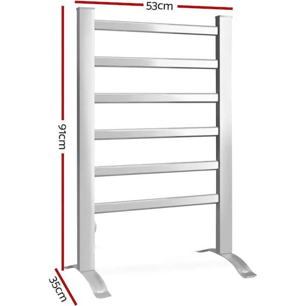 Aoibox 6 Stainless Steel Bars Electric Hardwire Heated Towel Rack Warmer in Silver