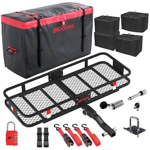 500lb Capacity Rustproof Hitch Mount Cargo Carrier 48inx18inx6in + 15 Cu.ft Waterproof Cargo Bag and Packing Cubes, Red