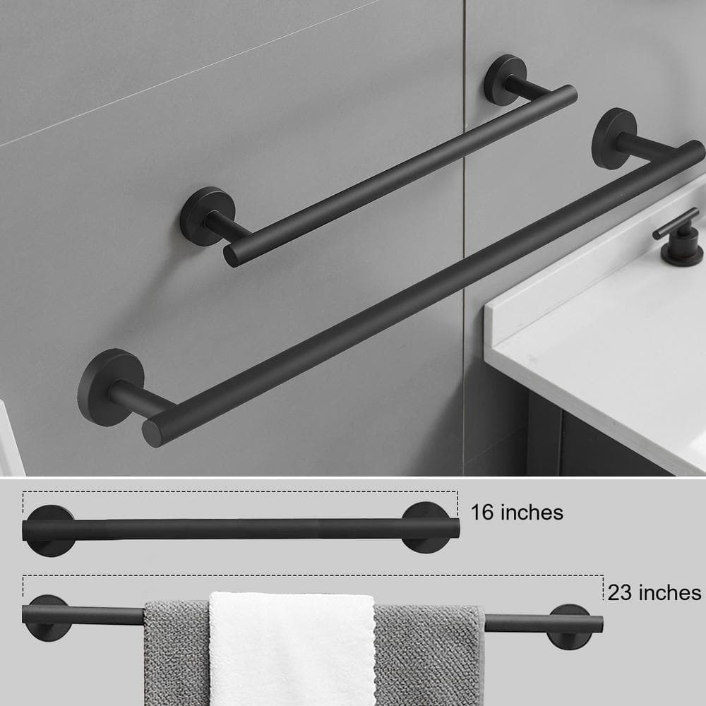 Matte Black Stainless Steel 6-Piece Bathroom Hardware Set