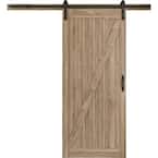 36 in. x 84 in. 1 Panel Z-Bar Ash Gray Finished Composite Interior Sliding Barn Door Slab with Hardware Kit