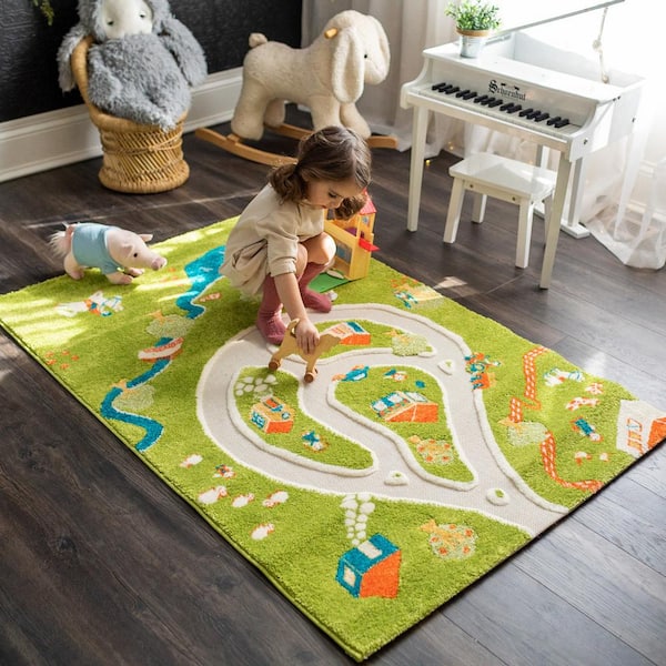 3-D, Textured Car Carpet and Play Rug for Kids - 39 x 59 in