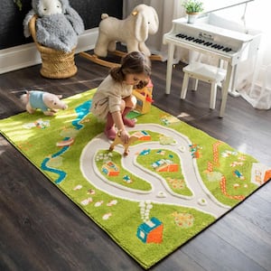 Farm Green, 3 ft. x 5 ft. 3D Soft and Cozy Non-Toxic Safe Play Area Rug for Kids Bedroom or Playroom