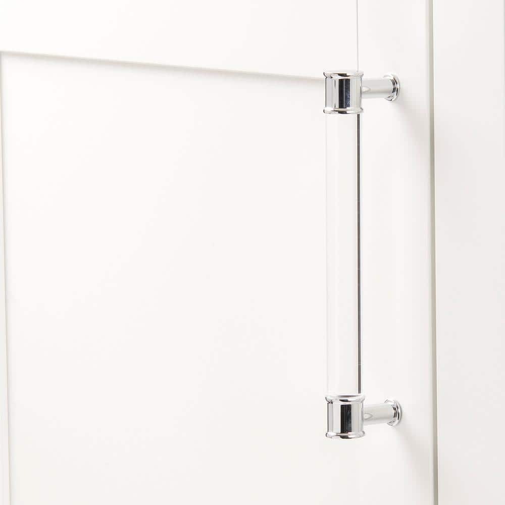 Chrome and Acrylic Modern Bar Cabinet Handle, 7 Inch
