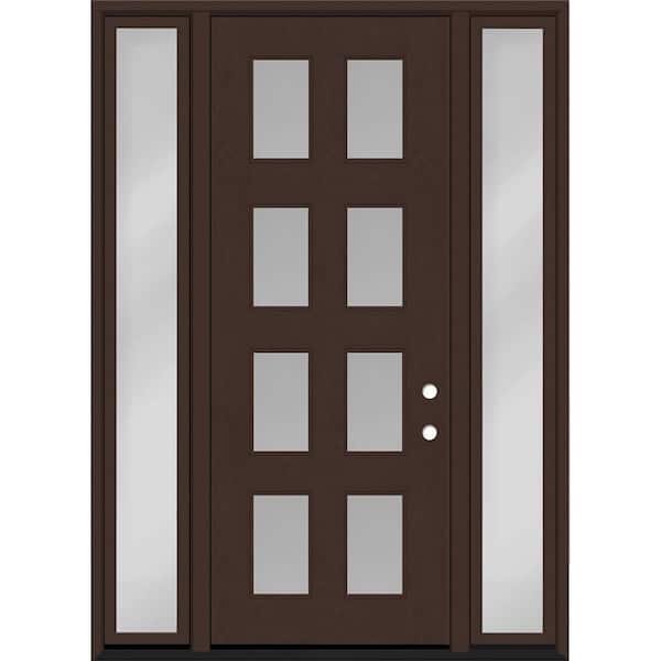 Regency 72 in. x 96 in. 8L Modern Clear Glass LHIS Chestnut Fiberglass Prehung Front Door w/ Clear 16 in. SLs 6-9/16