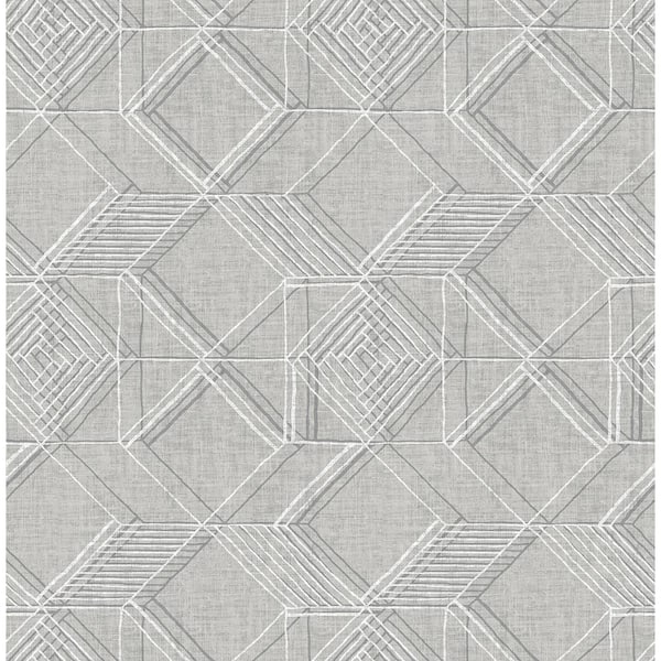 A-Street Prints Moki Grey Lattice Geometric Grey Wallpaper Sample
