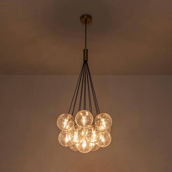 R13 ロコハッチテイモンシンス R13W3147 D897ALENNONBLUE HUOKU Misterio 13-Light 20.9 in. W Brass Chandelier Linear