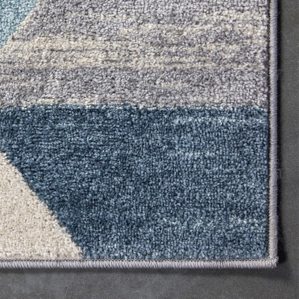 Mystic Blue Geometric Stain-Resistant Area Rug