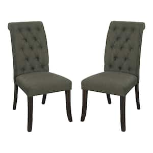 Skien Antique Black and Gray Polyester Upholstered Side Chair (Set of 2)