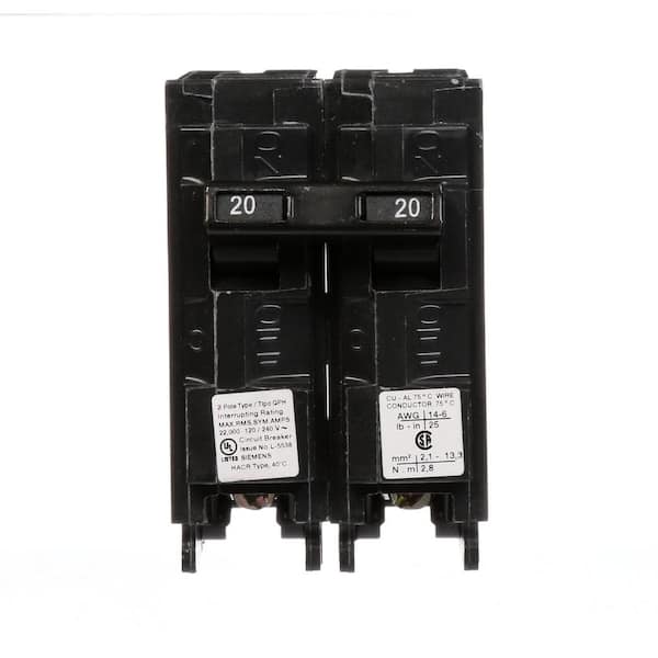 Siemens 20 Amp 2-Pole QPH 22 kA Circuit Breaker