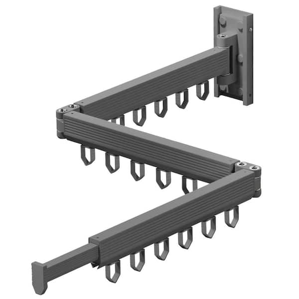 Angel Sar 220 lbs. Windproof Retractable Wall Mount Clothes Drying Rack for Laundry Room (Grey)