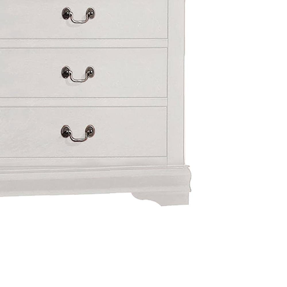 White 5-Drawer Chest with Brushed Nickel Hardware