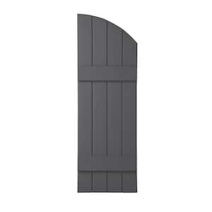 15 in. x 41 in. Polypropylene Plastic 4-Board Closed Arch Top Board and Batten Shutters Pair in Gray