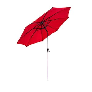 10 ft. Aluminum Market Push Button Tilt Patio Umbrella with Fiberglass Rib Tips in Red Solution Dyed Polyester