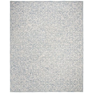 Martha Stewart Blue/Ivory 8 ft. x 10 ft. Abstract Floral High-Low Area Rug