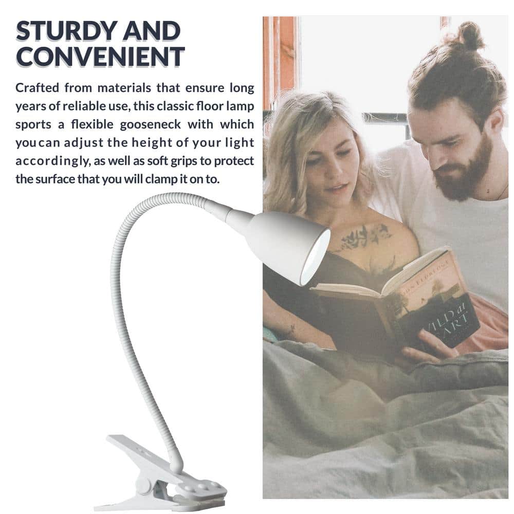 White Adjustable Clip-on Arc LED Desk Lamp