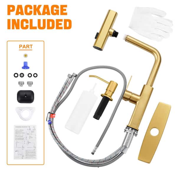 ALEASHA 14.8 in. 3-Mode Stainless Steel Single Handle Pull Down