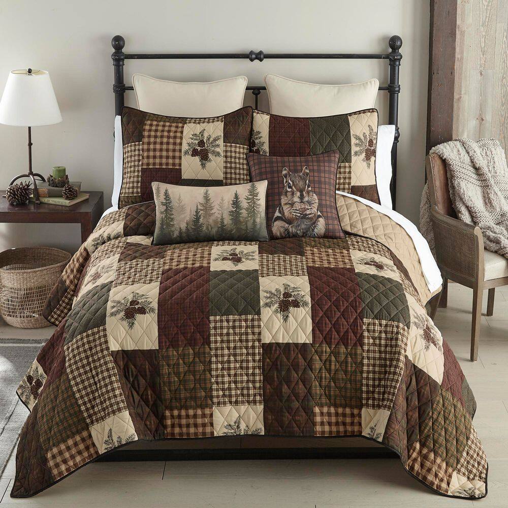 Pine Panels Brown and Green 3-Piece Polyester King Quilt Set price history on PriceWatchPro