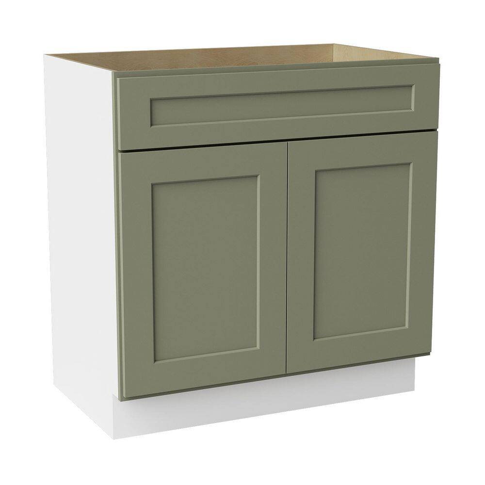 30 in. W x 21 in. D x 34.5 in. H Ready to Assemble Solid Wood Shaker Sink Base Bath Cabinet in Sage Green price history on PriceWatchPro