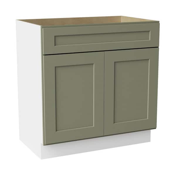 30 in. W x 21 in. D x 34.5 in. H Ready to Assemble Solid Wood Shaker Sink Base Bath Cabinet in Sage Green