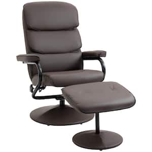 Brown Leather Recliner Chair with Ottoman