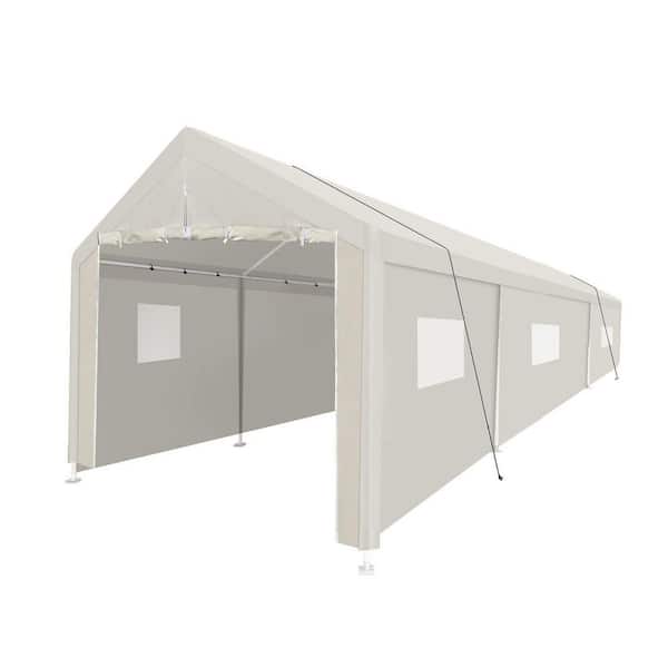 10 ft. W x 30 ft. D x 8.5 ft. H White Heavy Duty Portable Carport Garage Tent for Outdoor Storage Shelter with Window