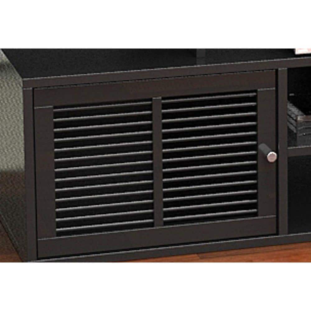 Lexington 60" Modern Retro Black TV Stand with Spindle Cabinet Doors