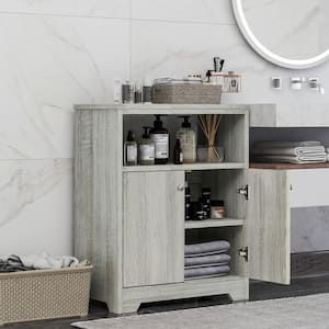 Oak Color Freestanding Floor Cabinet Bathroom Storage Cabinet with Adjustable Shelves for Home Kitchen